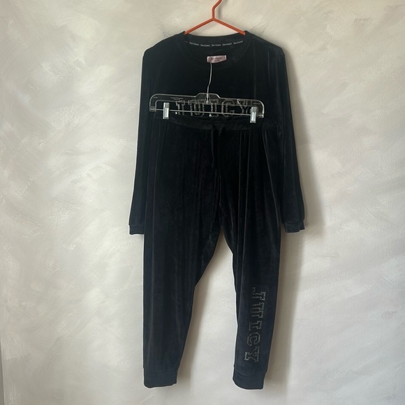 Juicy Couture Velour Tracksuit with Rhinestone Logo Medium Matching set black - Picture 2 of 9